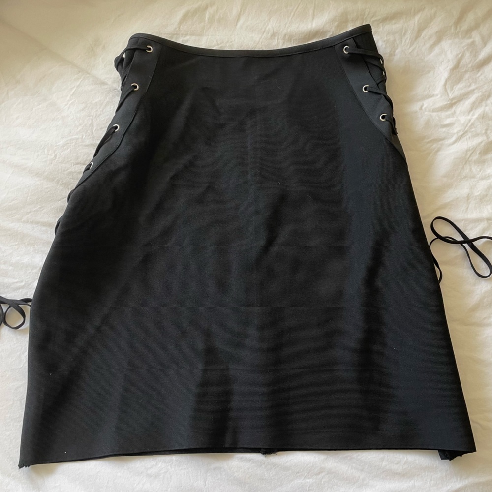 Akira 3x stretchy black lace-up skirt with zipper back- so cute just never worn!
